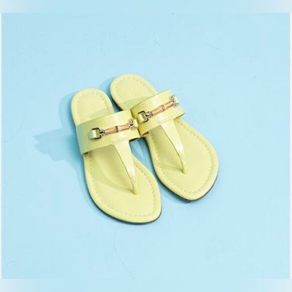 J.McLaughlin Nora patent leather Sandals with Gold Accents; Size 7.5 Brand New! - Picture 1 of 15